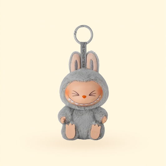 Labubu Have a Seat – Hehe (Grey Bunny Plush Keychain)