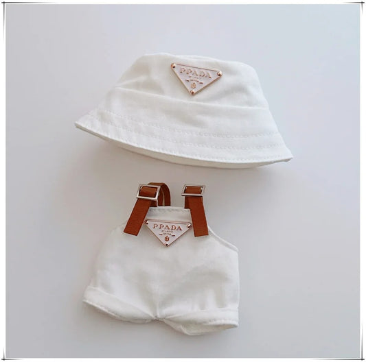 Stylish Outfit Set for Labubu Figure – Bucket Hat & Overalls