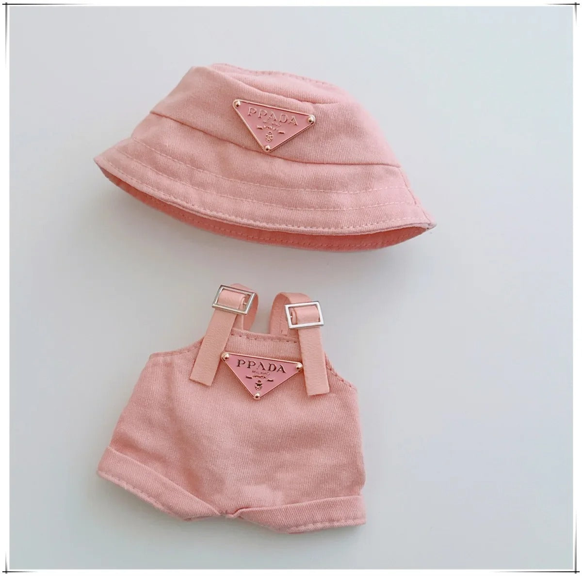 Stylish Outfit Set for Labubu Figure – Bucket Hat & Overalls