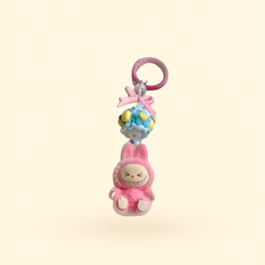 Mini portachiavi Labubu – Edizione rosa